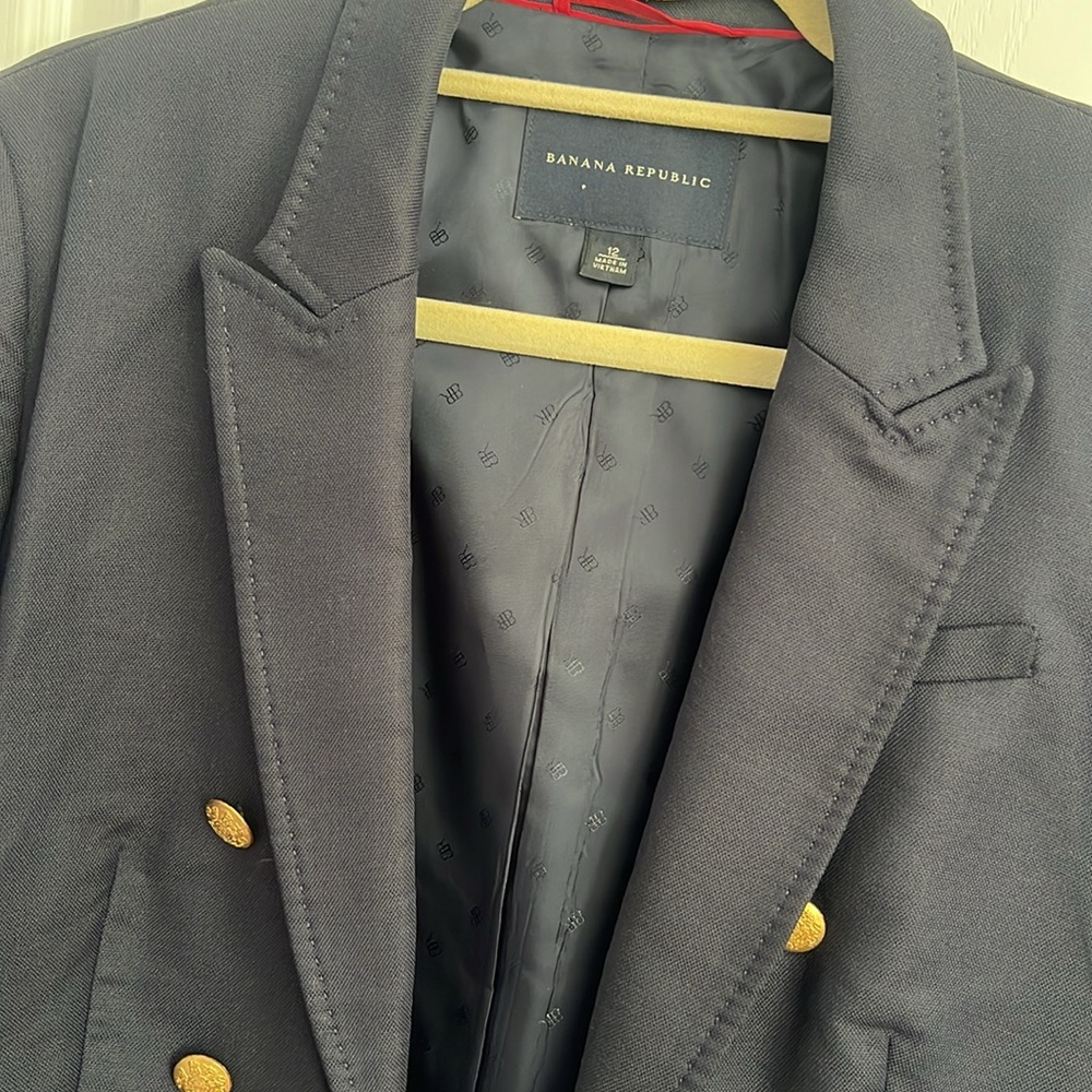 Banana Republic Black and Gold Blazer Classic Suit Jacket - Picture 3 of 4